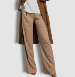 $725 Max Mara Women's Brown Silk Zorro Trouser Pants Size 10 - Picture 1 of 4