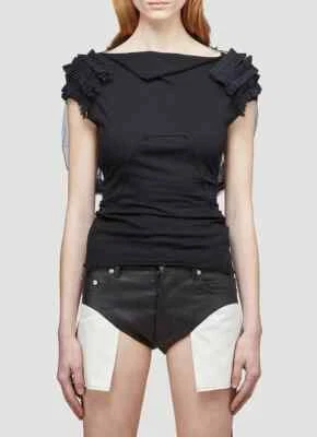 Blusa de babado transparente Rick Owens gola barco US$ 730 nova com etiquetas EUA 4/IT 40 - Imagem 1 de 4