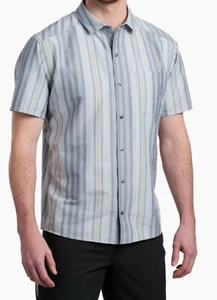 KUHL Intriguer Shirt Snap Button Up Stripe Short Sleeve Breezeway Blue 3X - Picture 1 of 15