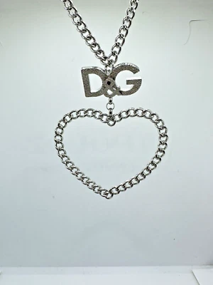 Collana Lunga Donna D&G Dolce & Gabbana in Acciaio con Pendente a Cuore e Logo - Immagine 1 di 4