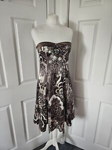 Jane Norman Y2K  Strapless Jewelled Psychedelic Satin Dress Tulle Underskirt 12