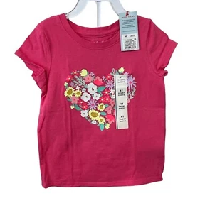 Cat & Jack Set of Heart Floral Short Sleeve Tee with Light Blue Denim Shorts 4T - Picture 1 of 3