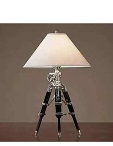 Royal Marine Floor tripod Table Lamp Chrome, Black Stand Decor Without Shade - Picture 1 of 7