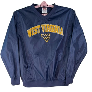 West Virginia Pullover Red Oak Sportswear Mens Blue Windbreaker Jacket Size S - Picture 1 of 6
