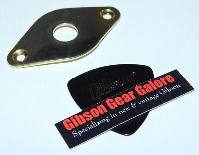 Guitar Jack Plate Metal Cord Output Gold Oval Parts Custom Project Football U - Image 1 of 3