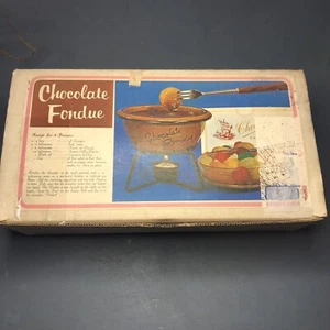 Vintage Chocolate Fondue and Fork Set - Picture 1 of 12
