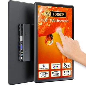 UPERFECT 15.6'' Touchscreen Monitor Portable Screen with HDMI VGA DVI Input VESA - Picture 1 of 12