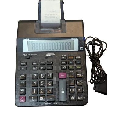 Casio HR-200RC Mini Desktop Printing Calculator 12 Digit Display 2-Color - Image 1 of 4