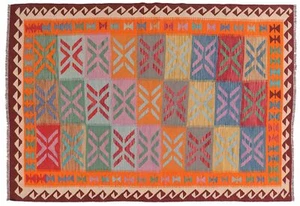 Afghan Maimana Kelim Teppich 170x250 Handgewebt Bunt Geometrisch Handarbeit d - Picture 1 of 6