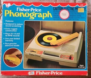 Fisher Price Phonograph Plattenspieler Vintage mit Box 0825 funktioniert MISSING SPACER - Bild 1 von 14