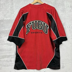 Vintage FUBU Sports Jersey Shirt Men’s XXL Red Black V-Neck 2000s Hip Hop Drill - Bild 1 von 10