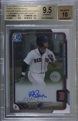 2016 Transcendent Party Stamped Buybacks /13 Andrew Benintendi BGS 9.5 GEM MINT - Image 1 of 2