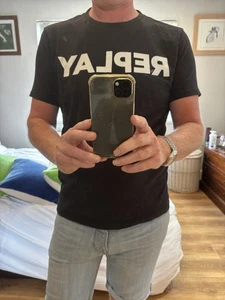 Replay Men's Short Sleeve T-Shirt Black Large 100% Cotton - Picture 1 of 5