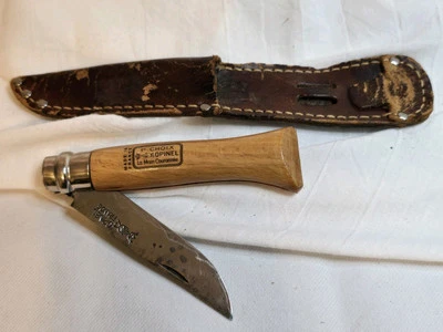 Vintage Opinel 1st Choix No. 8 Folding Knife - Wood Handle - France w/ SHEATH - Image 1 of 4
