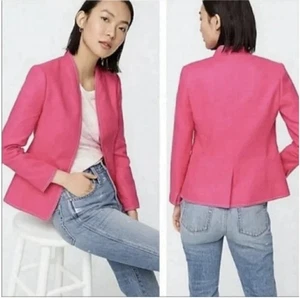 J. Crew Going Out Blazer Stretch Linen Pink NWT Size 12 - Picture 1 of 9