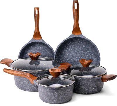 - Batteria Di Pentole【8 Pezzi】A Induzione in Alluminio Con Antiaderente, Set Di  - Immagine 1 di 4