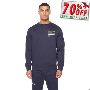Duck And Cover Jennerkins Crew Neck Mens Sweatshirt Casual Warm Jumper Navy - Picture 1 of 5