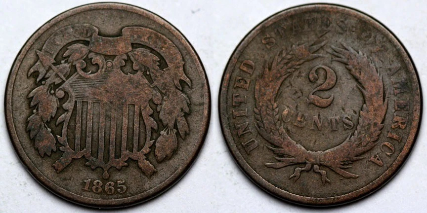 1865  Two Cent Piece - Image 1 of 1