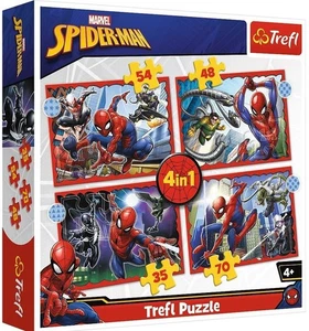 NEW Trefl Jigsaw Puzzle 4 in 1 Pieces 4+ Ages Marvel Heroic Spiderman - Picture 1 of 5