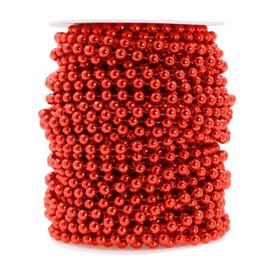 6mm Faux Red Pearl Beads Roll - 27 Yards Strand of Fake Pearls Chain Garlands... - Image 1 of 4