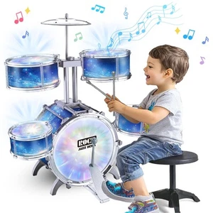 Upgraded Kids Drum Set for Toddlers 1-3, 5 Jazz Drum Kit with Lights and Vibr... - Picture 1 of 7