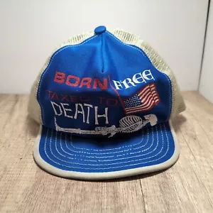 Raro cappello snapback vintage blu nato libero tassato a morte con bandiera made in USA. - Foto 1 di 12