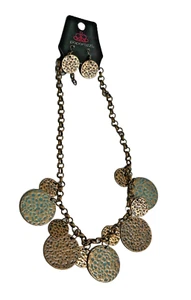 JOYERÍA PAPARAZZI Conjunto de Collar y Pendientes Tono Cobre Azul - Imagen 1 de 4