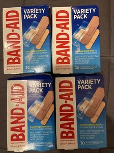4 Band-Aid Variety Pack 30 Assorted Sizes Damaged boxes. Sterile bandages - Picture 1 of 5