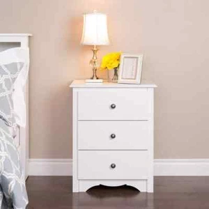 Sonoma White 3-Drawer 23 in. W Traditional Nightstand Side Table, Night Stand Be - Picture 1 of 7