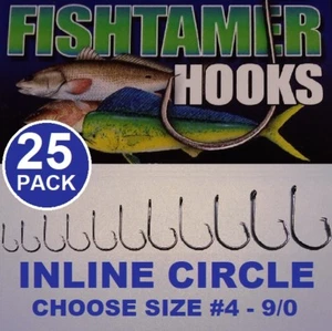InLine Circle Hooks FISH TAMER Pro Pack - Super Sharp - Sizes #4 - 9/0 (25pk) - Picture 1 of 15