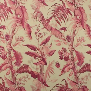 BRAEMORE BAMBOO PALM BERRY PINK TROPICAL FLORAL MULTIPURPOSE FABRIC BY YARD 54"W - Picture 1 of 7
