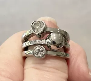 DYRBERG KERN - DANISH - TRIO OF RINGS - SILVER PLATED SIZE I (6) -RRP £95 NEW ! - Picture 1 of 12