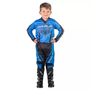 Wulfsport Cub Linear Kids Motocross Jersey Trousers Gloves Motorcycle Kit Blue - Picture 1 of 5