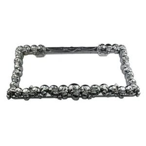Universal 3D SKULL JDM style Chrome License Plate Frame Tag Cover NO Cap 2 Hole - Bild 1 von 3
