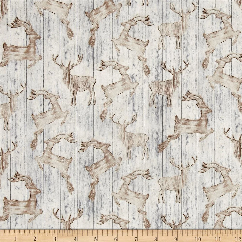Fat Quarter Wooden Deer Silhouette Cotton Quilting Fabric Timeless Treasures
