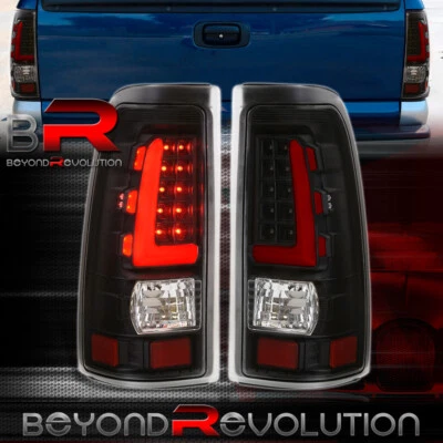 For 1999-2006 Silverado Sierra Black Housing Red LED Tube Tail Lights Lamp LH+RH - Image 1 of 4