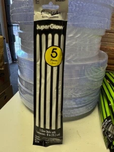 Amscan 5ct. White 8" Super Glow Sticks Party Favor Decoration Supply New!!! - Picture 1 of 2