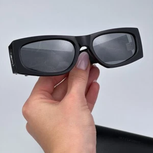 Saint Laurent Women Sunglasses Black Grey Mirror Rectangle SLM140/F 002 NEW - Picture 1 of 13