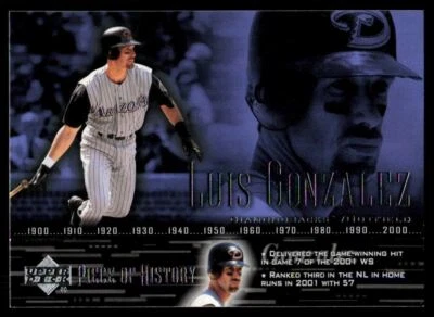 2002 Upper Deck Piece of History Luis Gonzalez Arizona Diamondbacks #62 - Image 1 of 2