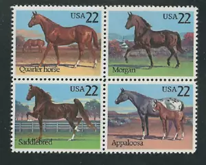 Scott #2155/8...22 Cent....Horses.....2 Blocks of 4 In Order....8 Stamps - Picture 1 of 1