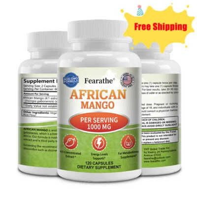 FEARATHE MANGO AFRICANO 1000mg 4:1 30-120 cápsulas quemador de grasa dieta cápsulas mango africano