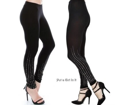 Nova Leggings VOCAL Feminina CRISTAL ENFEITADA PRETA STRETCH BLING P M G XL - Imagem 1 de 4