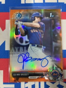Quinn Brodey 2017 Topps Bowman Chrome 1ST Orange Refractor Auto 24/25 RC Rookie