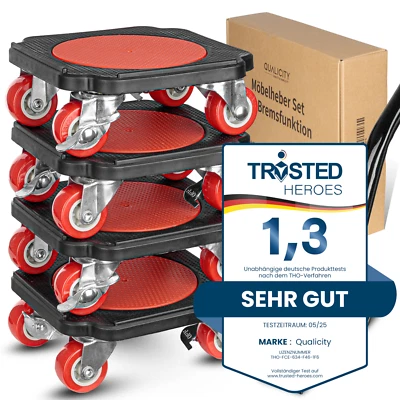 Möbelheber Set mit innovativer Bremsfunktion, Möbelroller Transportroller - Bild 1 von 4