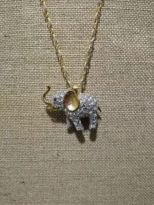 Very Unique Good Luck Elephant Transforming Rhinestone Pendant Necklace - Picture 1 of 10