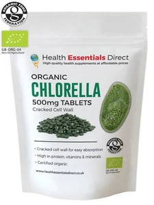 Organic Chlorella 500mg Tablets (Heavy Metal Detox, Certified Cracked Cell Wall) - Picture 1 of 9