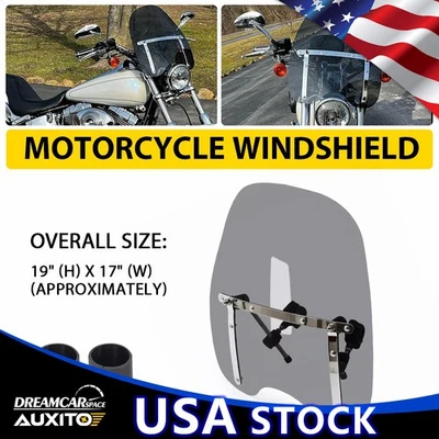 Fits For Honda Magna Shadow Sabre Spirit 600 1100 750 Smoked 19"x17" Windshield - Image 1 of 4