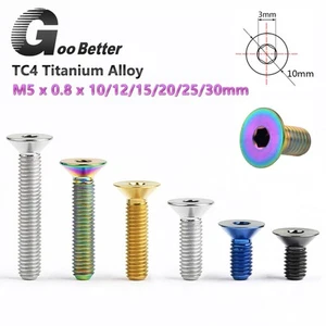 Tornillo de cabeza avellanada de titanio Gr5 Ti hexagonal Allen M5 x 10 12 15 20 25 30 mm x 0,8 - Imagen 1 de 12
