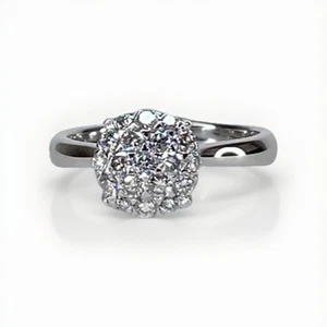 Diamond Cluster Ring Size L .51ct Real Diamonds 9ct White Gold - Wedfit - Picture 1 of 5