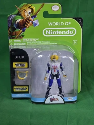 2015 World of Nintendo Sheik Zelda /Harp 4" Figure Jakks Pacific 1-5 Series - Image 1 of 4